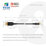 Club 3D USB-C auf DisplayPort DP80 bidirektionaler Adapter (schwarz, 1 Meter, VESA-zertifiziert)