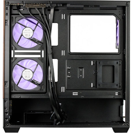 Cooler Master Elite 690 Wood Midi Tower-Gehäuse (schwarze Holzfarbe | 2x USB-A | 1x USB-C | RGB | gehärtetes Glas)