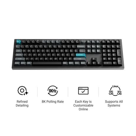 Keychron Q6 Ultra-M3 8K kabellose, benutzerdefinierte mechanische Tastatur (Schwarz, US-Layout (QWERTY), Seidenpombraun, 100 %, RGB, Hot-Swap, 8K, 2,4 GHz Bluetooth 5.2 USB-C)