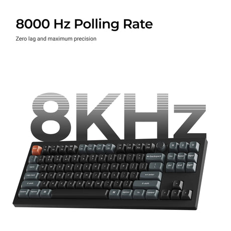 Keychron v3 ultra 8k wireless custom mechanical keyboard (zwart, us lay-out (qwerty), silk pom brown, 80% (tkl), rgb, hot swap, 2.4 ghz | bluetooth 5.3 | usb-c)