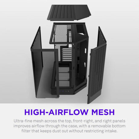 Nzxt h6 midi tower behuizing (zwart | 2x usb-a | 1x usb-c | tempered glass)