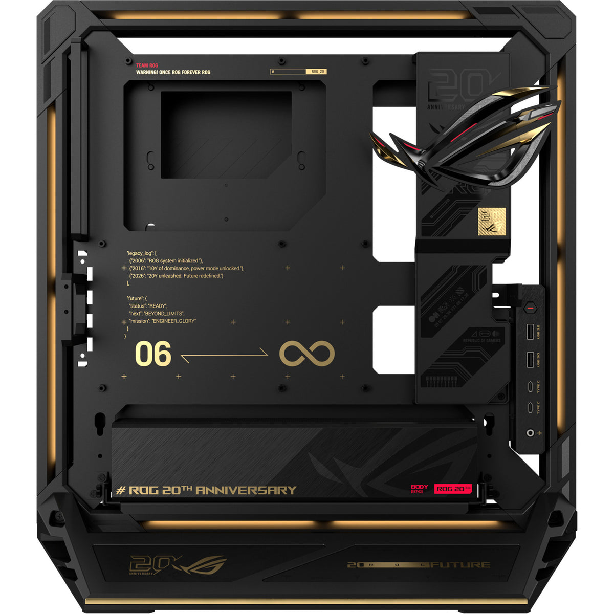Asus rog gr20 edition 20 midi tower behuizing (zwart | 2x usb-a | 2x usb-c | rgb)