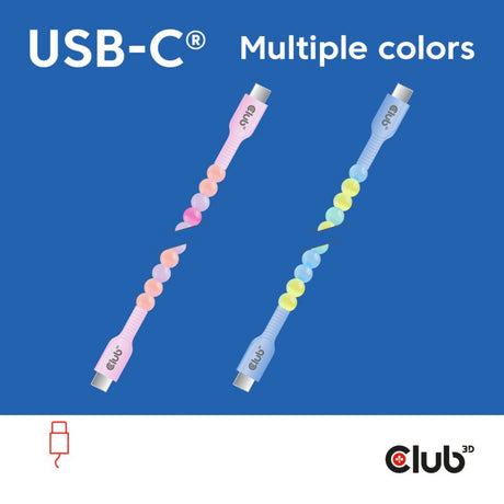 Club 3D USB-C Perlenkabel rosa, 2 Meter Kabel (rosa)
