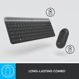 Logitech mk470 schlankes kabelloses Desktop-Set (schwarz, US-internationales Layout (QWERTZ), Scherenschalter, 100 %, 1000 dpi)