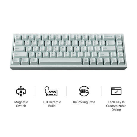 Keychron q16 he 8k magnetic switch keyboard (blauw, us lay-out (qwerty), ultra-fast lime, 65%, rgb, hot swap, 8k)