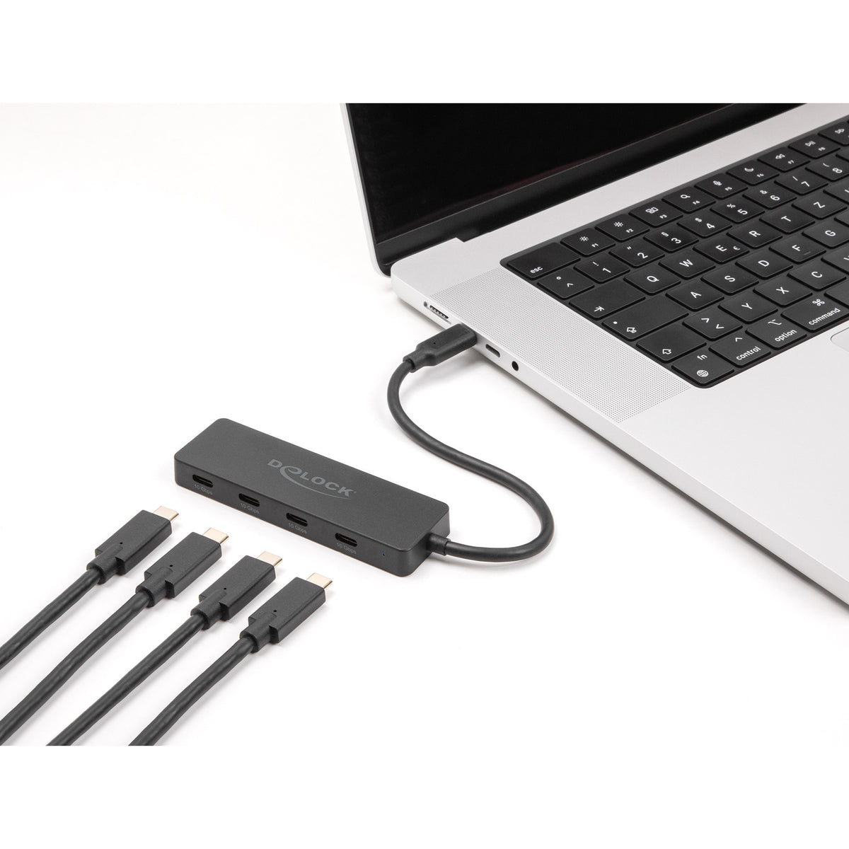 Delock usb 10 gbps usb type-c hub + 4x usb type-c usb-hub (zwart)