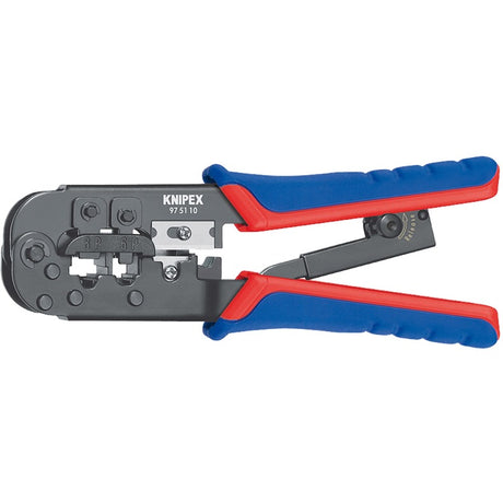 Knipex Crimpzange für Westernstecker brüniert mit Mehrkomponentengriffen 190 mm - 975110