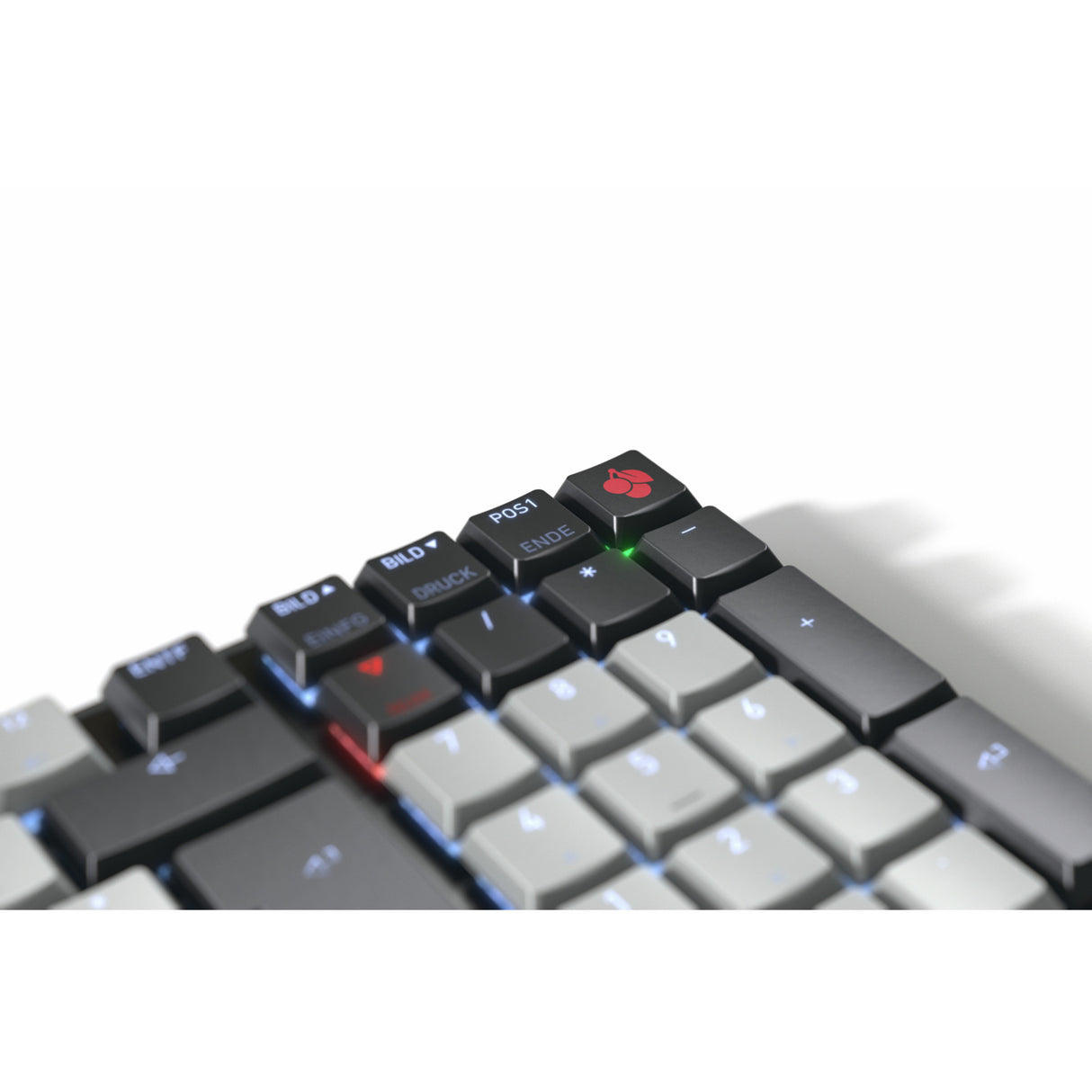 Cherry KW 550 MX LP, Tastatur (Schwarz, US-Layout, MX Low Profile 2.0 Elfenbein, 96 %, weiße LED, PBT-Tastenkappen)