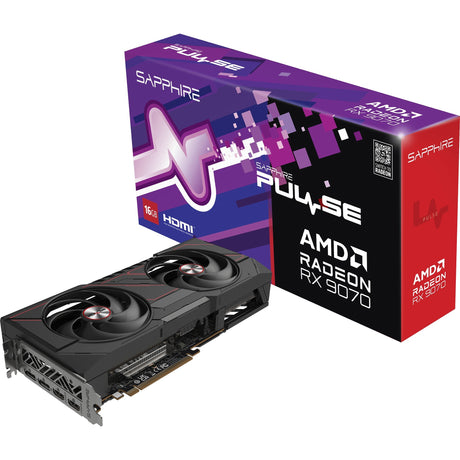Sapphire Radeon RX 9070 Pulse Grafikkarte (schwarz, 2x Display Port, 2x HDMI, RDNA4)