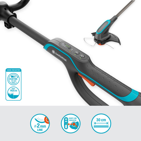 Gardena Powertrim 30 18V Rasentrimmer (Grau Türkis, Akku und Ladegerät nicht im Lieferumfang enthalten)