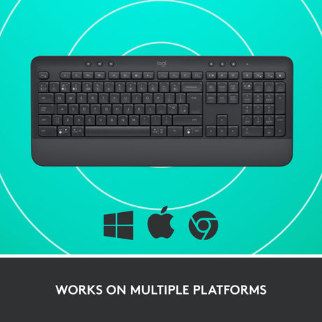 Logitech Signature K650 kabellose Komforttastatur (Graphit, US-internationales Layout (QWERTY), 100 %)