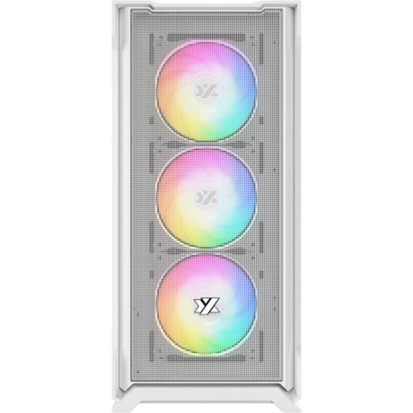 Xyz PC Gear Airone 300-X Mesh Midi Tower Gehäuse (Weiß | 1x USB-A | 1x USB-C | Gehärtetes Glas)