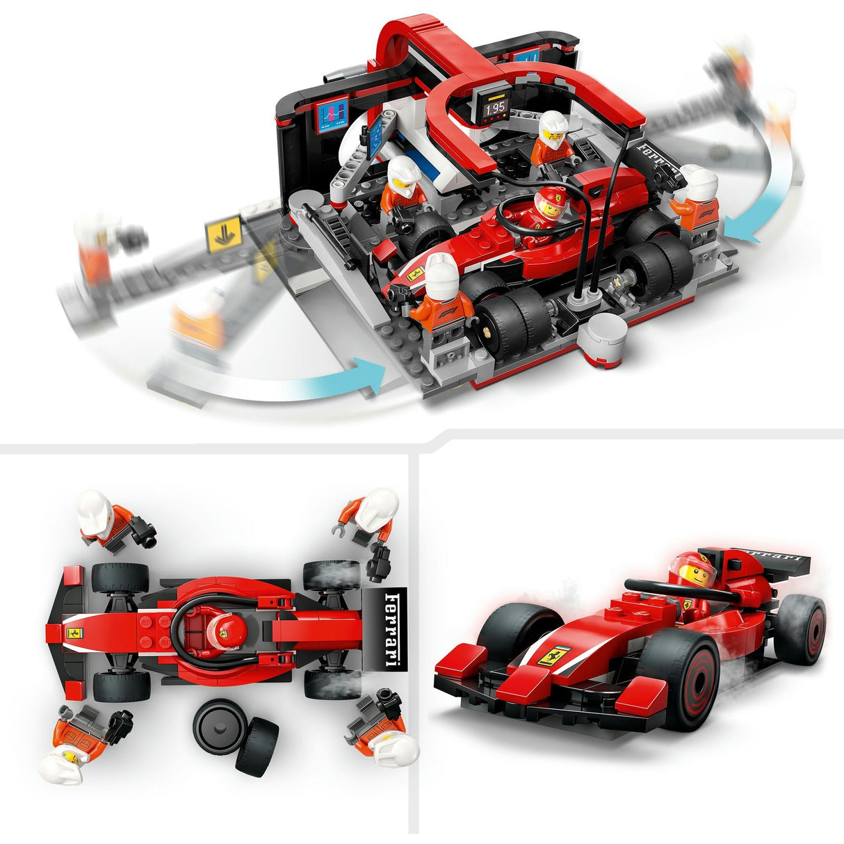 Lego 60443 City F1 Boxenstopp und Boxencrew mit Ferrari