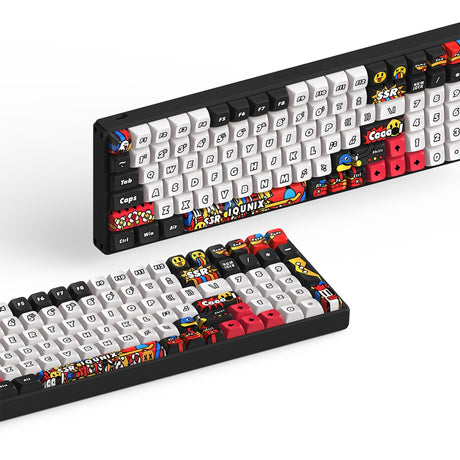 Iqunix F97 Graffiti Diary kabellose mechanische Tastatur (schwarz, US-Layout (QWERTY), Cherry MX Red, 96 %, RGB-LEDs, Hot-Swap-fähig, PBT, 2,4 GHz | Bluetooth 5.1 | USB-C)