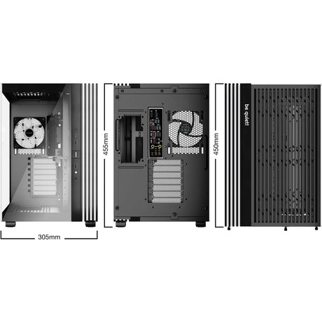 Ruhig sein! Lichtsockel 600 lx Midi-Tower-Gehäuse (schwarz | 2x USB-A | 1x USB-C | RGB | Fenster)