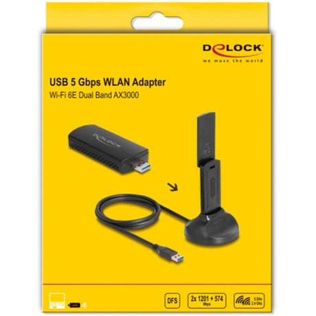 Delock Wi-Fi 6e Dual Band WLAN USB Adapter AX3000 WLAN Adapter (Schwarz)