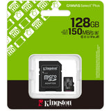 Kingston Canvas Select Plus 128 GB MicroSDXC-Speicherkarte (schwarz, UHS-I U1, Klasse 10, V10, inkl. SD-Adapter)
