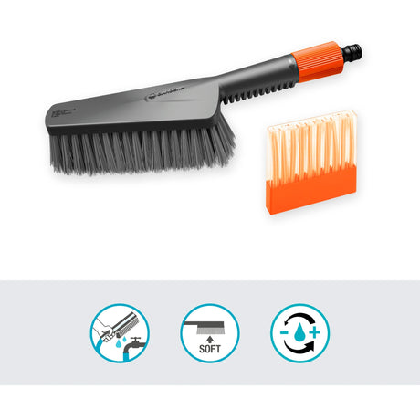 Gardena Cleansystem Reinigungsset mit Handbürste M Soft, Seifenstück-Waschbürste (Grau, 18863-20)