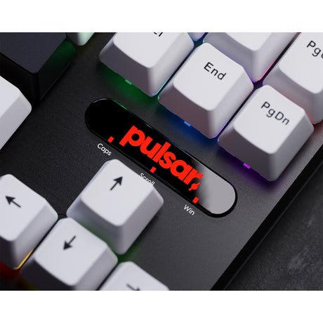 Mechanische Gaming-Tastatur Pulsar PCMK 2HE TKL (weiß, US-Layout (QWERTZ), 80 % (TKL), RGB, PBT-Double-Shot-Tastenkappen, Hot-Swap)
