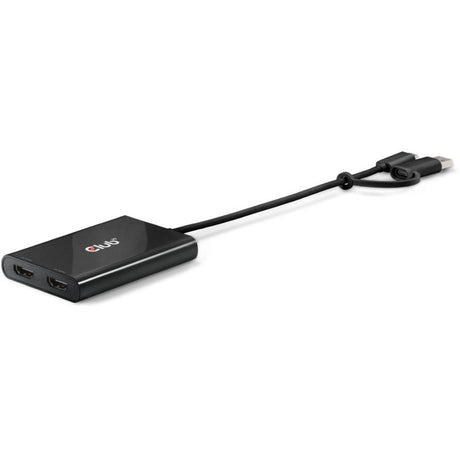 Club 3D USB-C auf 2x HDMI-Videosplitter mit DisplayLink HDMI-Splitter (schwarz, mit USB-A-Adapter)