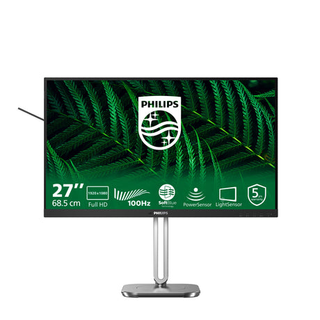 Philips 27b2g5200 27 monitor (zilver zwart, 1x displayport, 1x hdmi, 1x vga, 4x usb-a)