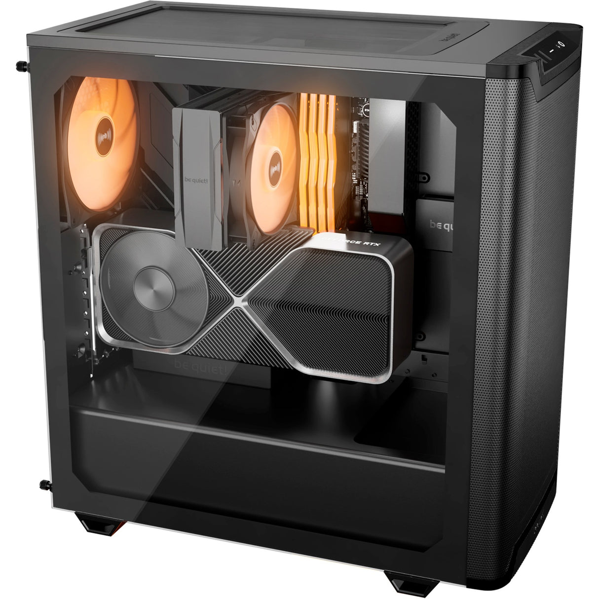 Ruhig sein! Pure Base 501 lx Midi-Tower-Gehäuse (schwarz | 2x USB-A | 1x USB-C | RGB | gehärtetes Glas)