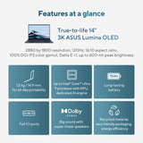 Asus zenbook 14 oled ux3405ca-qd012w 14 laptop (blauw | core ultra 7 255h | arc 140t | 32 gb | 1 tb ssd)