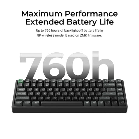 Keychron k2 ultra 8k wireless custom mechanical keyboard (zwart, us lay-out (qwerty), apex banana, 75%, rgb leds, osa double-shot pbt, usb-c | 2.4 ghz | bluetooth 5.2)