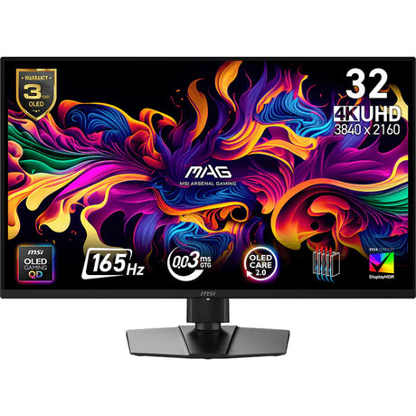 Msi mag 322up qd-oled e16 31.5 4k ultra hd gaming monitor (zwart, 1x displayport, 2x hdmi, 1x usb-c, 165 hz)
