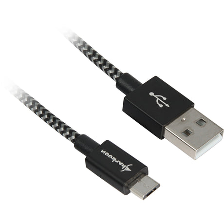 Sharkoon USB 2.0 Kabel, USB-A > Micro-USB B (schwarz grau, 1 Meter)