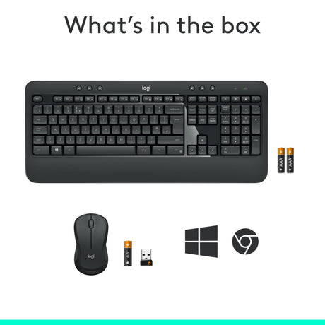 Logitech kabelloses Tastatur- und Mausset mk540 qwerty