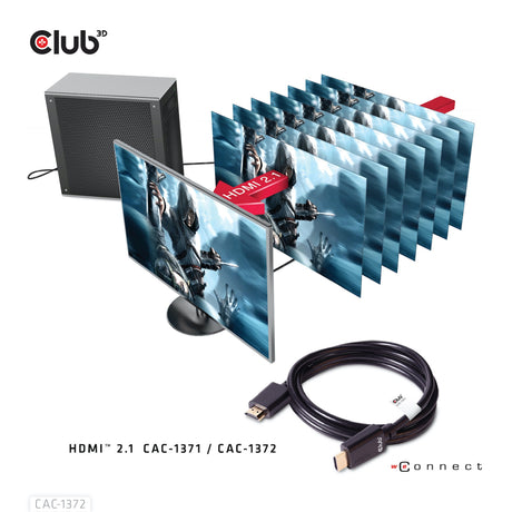 Club 3D Ultra-High-Speed-HDMI-2.1-zertifiziertes Kabel männlich-männlich (schwarz, 2 Meter, 4K 120 Hz, 8K 60 Hz, 48 Gbit/s)