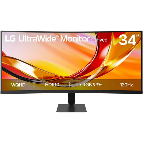 Lg ultrawide 34u601b-b 34 curved monitor (zwart, 1x displayport, 1x hdmi, 120 hz)