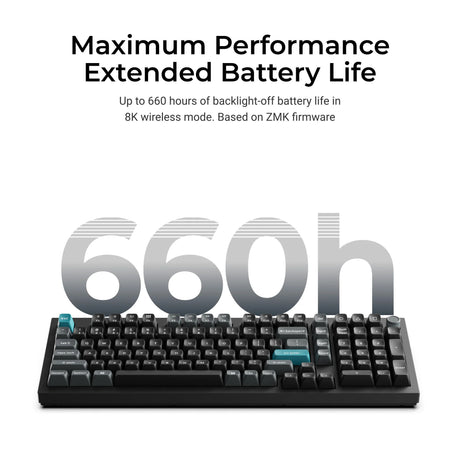 Keychron Q5 Ultra-M3 8K kabellose, benutzerdefinierte mechanische Tastatur (schwarz, US-Layout (QWERTY), Seidenpom-Rot, 96 %, RGB, Hot-Swap, 8 K, 2,4 GHz | Bluetooth 5.2 | USB-C)