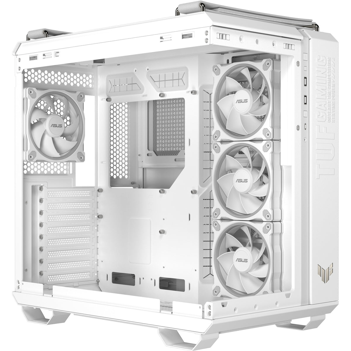 Asus TUF Gaming GT502 Horizon ArGB Midi-Tower-Gehäuse (weiß | 3x USB-A | 1x USB-C | gehärtetes Glas)