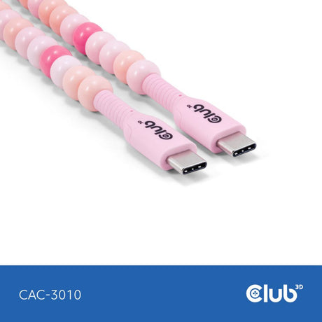 Club 3D USB-C Perlenkabel rosa, 2 Meter Kabel (rosa)
