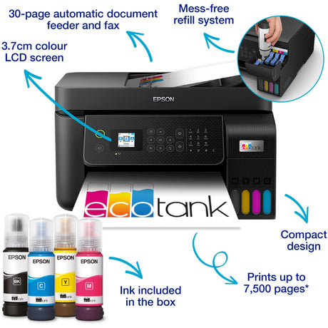 Epson ecotank et-4800 All-in-One-Tintenstrahldrucker mit Faxfunktion (schwarz)