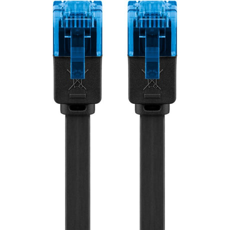 Goobay Cat 6a flaches Patchkabel u UTP, 10 Meter Kabel (schwarz blau)