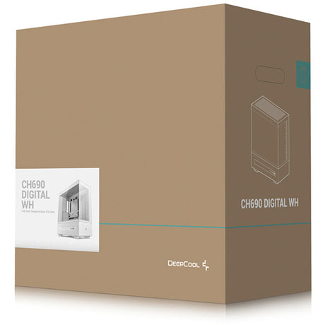 Deepcool ch690 digitales Midi-Tower-Gehäuse (weiß | 2x USB-A | 1x USB-C | gehärtetes Glas)