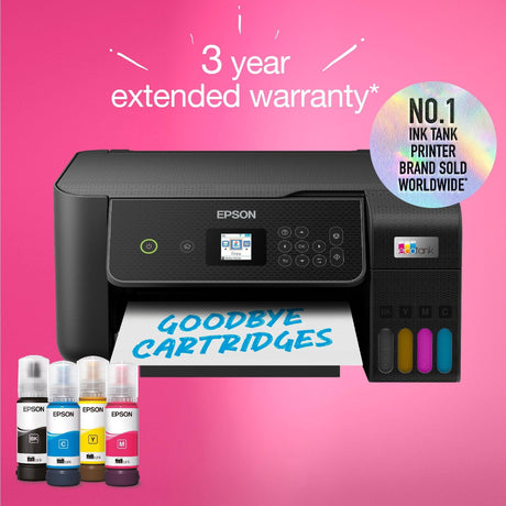 Epson Ecotank et-2871 A4-Multifunktions-Wi-Fi-Drucker mit Tintentank, All-in-One-Tintenstrahldrucker (Schwarz, Scannen, Kopieren, Wi-Fi, inklusive bis zu 3 Jahre Tinte)