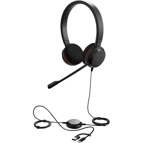 Jabra Evolve 20, ms On-Ear-Headset (schwarz, USB-C, USB-A, Stereo)
