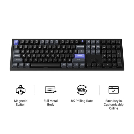 Keychron Q6 HE 8K Magnetschalter-Tastatur (schwarz, US-Layout (QWERTY), ultraschnelles Lime, 100 %, RGB, Hot-Swap, 8K)