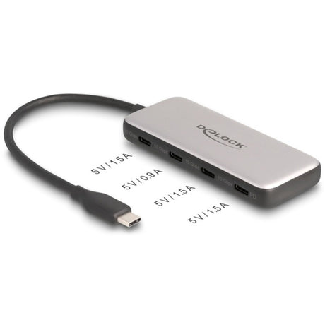 Delock 4-Port USB-C + PD 85 Watt USB-Hub (grau)