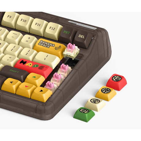 Iqunix OG80 Happy Ape kabellose mechanische Tastatur (schwarz, US-Layout (QWERTY), Iqunix Moonstone, 80 % (TKL), RGB-LEDs, Hot-Swap-fähig, PBT, 2,4 GHz | Bluetooth 5.1 | USB-C)