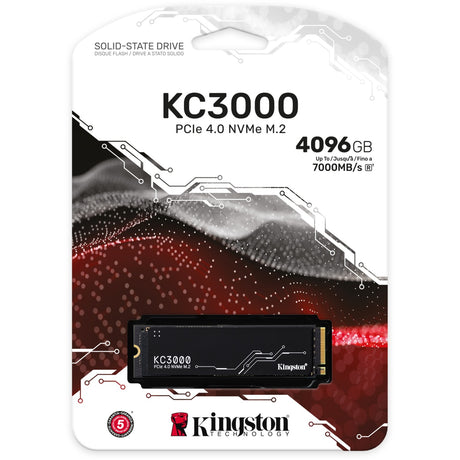 Kingston KC3000 4 TB SSD (Schwarz, Skc3000S 4096G, PCIe 4.0 NVMe, M.2 2280)