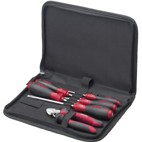 Wiha Mechaniker-Werkzeugset, 7-teiliges Werkzeugset (schwarz rot, inkl. Werkzeugkoffer)