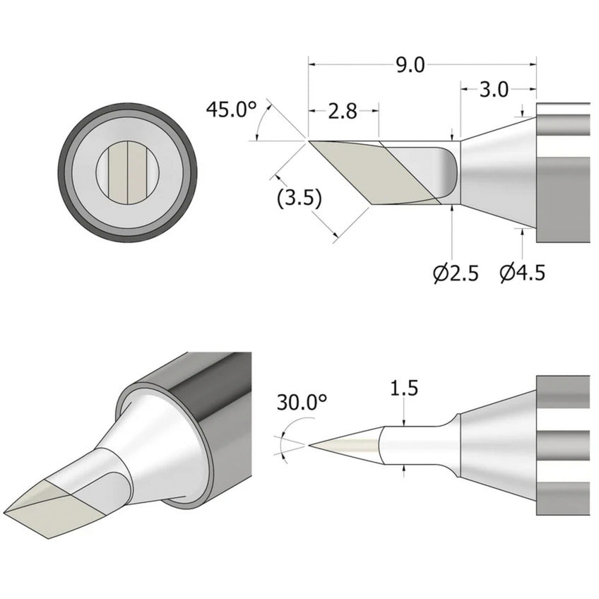 Ifixit Fixhub Lötspitze, messerförmig, 2,5 mm Lötkolben (Silber)