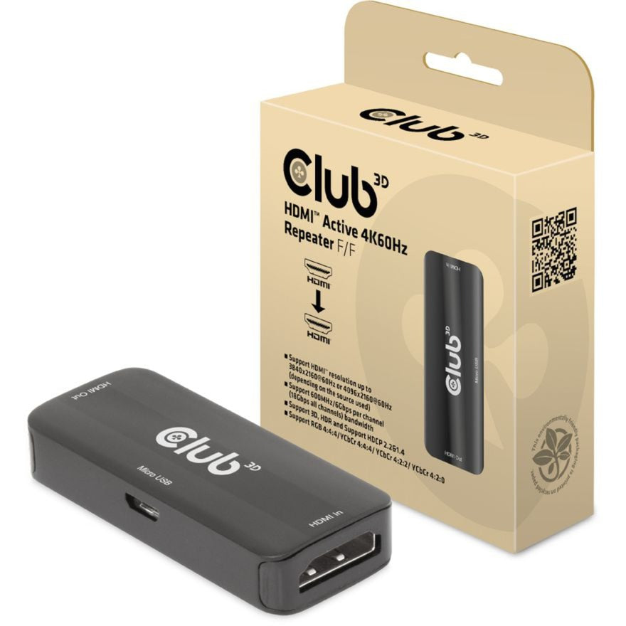 Club 3D HDMI Active 4K60Hz Repeater F F (Schwarz)