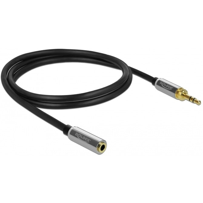 Delock Stereo Klinke 3,5 mm 3 Pin Stecker > Buchse Verlängerungskabel (schwarz, 1 Meter)