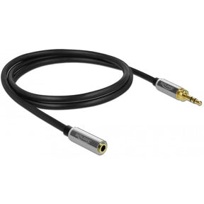 Delock Stereo Klinke 3,5 mm 3 Pin Stecker > Buchse Verlängerungskabel (schwarz, 1 Meter)